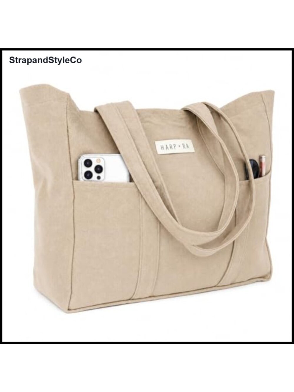 Extra Large Canvas Tote Bag 16oz Cotton 15" Laptop Teacher Travel